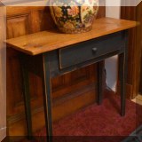 F02. Pine side table with 1 drawer 30”h x 36”w x 13”d - $95 